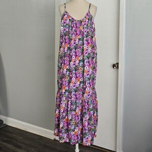 Lush Women's Sleeveless Floral‎ Print Tiered Midi Dress
